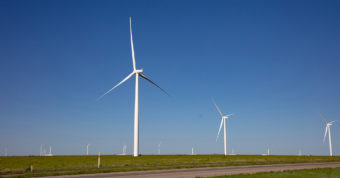 lots of wind turbines in desert